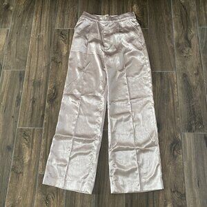 House of CB London Alivia Satin Wide Leg Trousers Grey Size XS Silver (062)